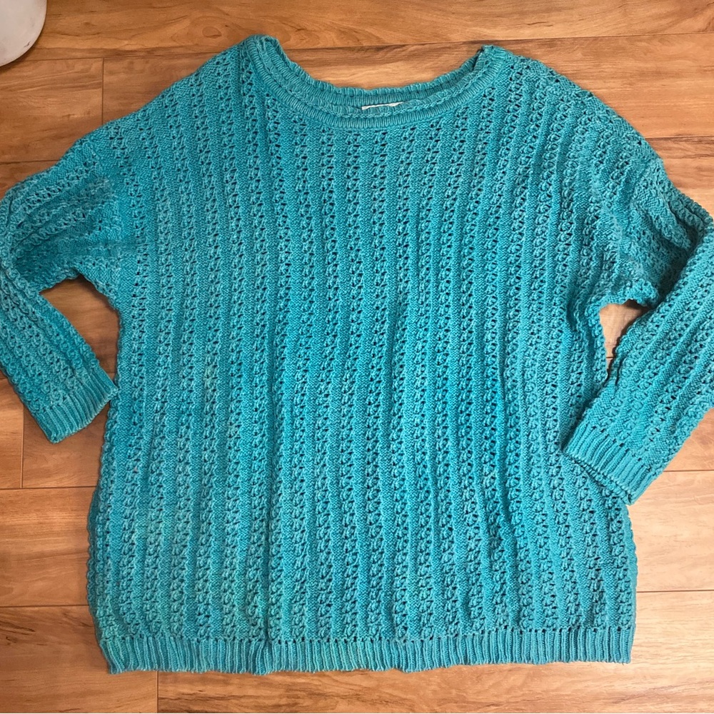 Teal Across America Vintage Knit Sweater